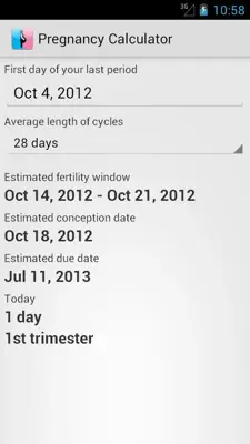 Pregnancy Calculator android App screenshot 5